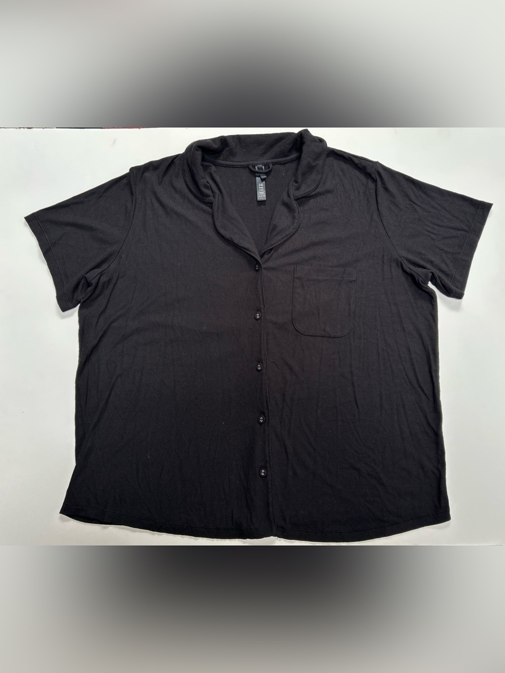 SKIMS Soft Lounge Rib Button Front Sleep Top Onyx Size 2X